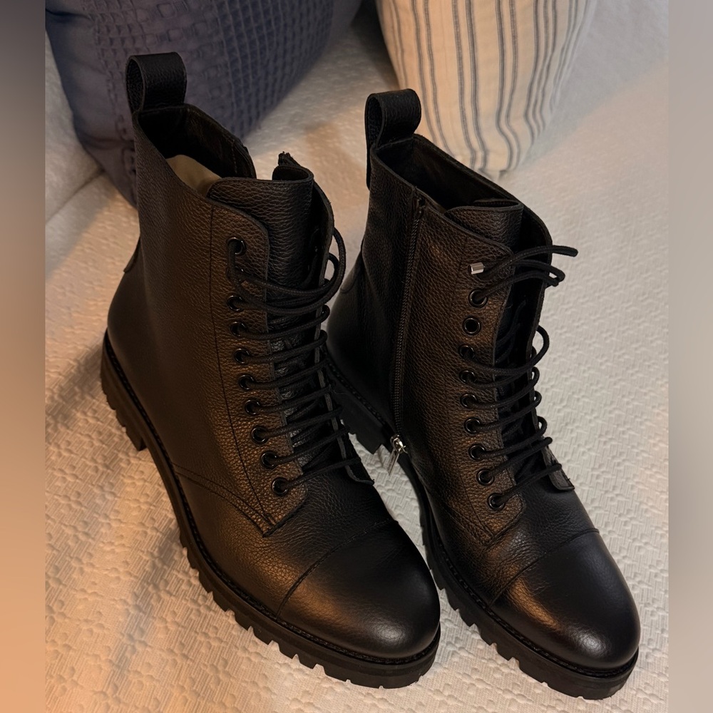 Jimmy Choo Black Leather Combat Boots